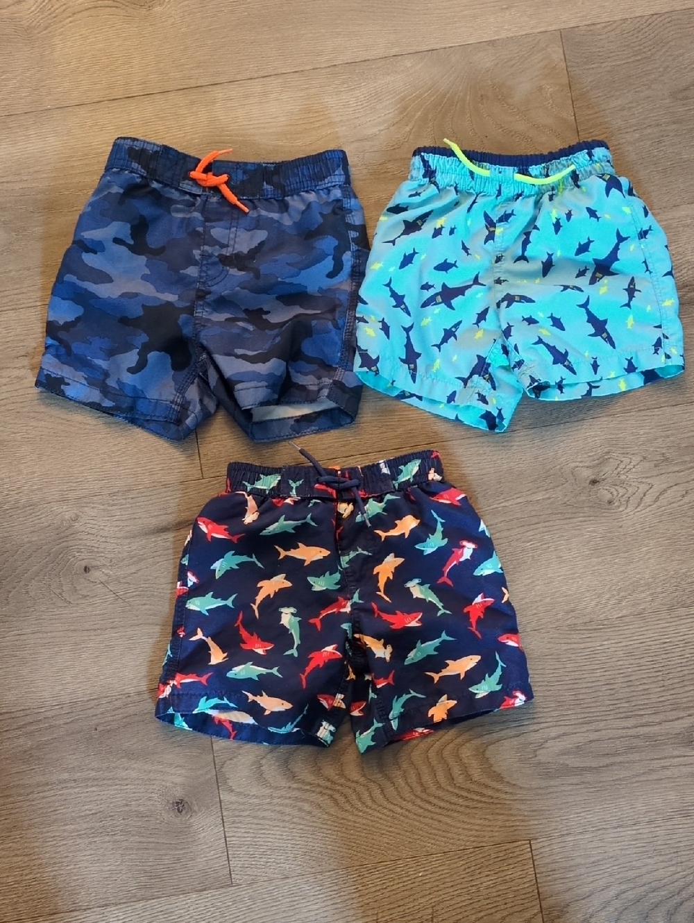 Joe Fresh Boys' Shark & Camo Swim Shorts - Navy, Light Blue, Dark Blue